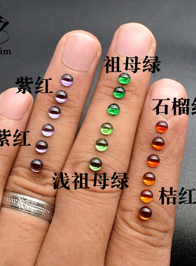 彩色圆形平底光面圆形镶嵌裸石