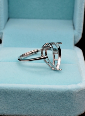 纯银diy戒指银托镶嵌宝石925