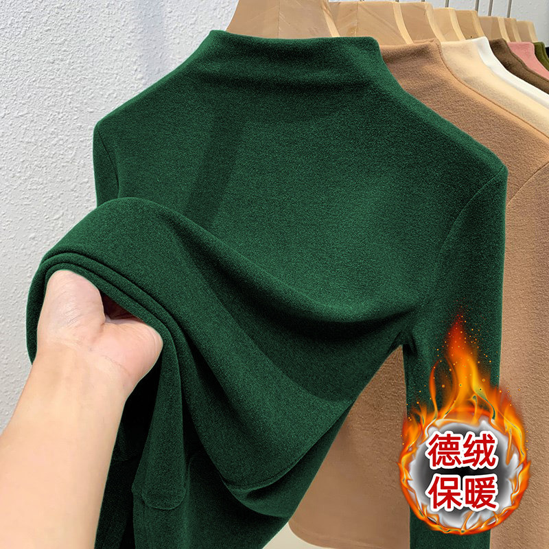 秋冬新款2025内搭女装德绒长袖半高领上衣美拉德风时髦减龄打底衫