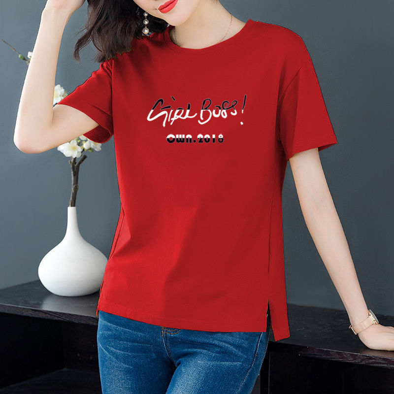 短袖t恤女夏装百搭宽松大码女装胖mm上衣韩版体恤2025新款印花