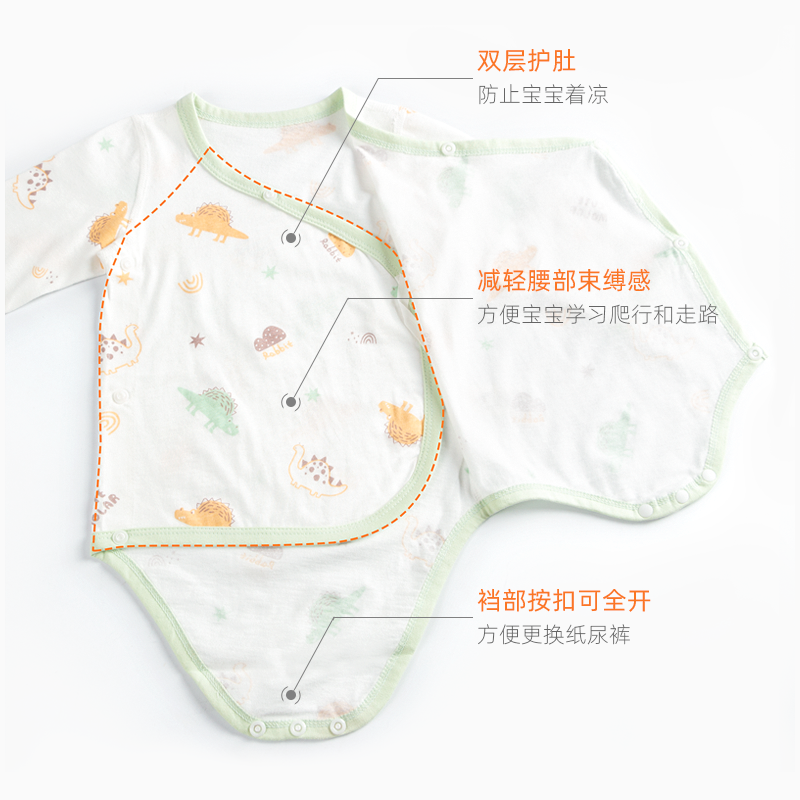春秋新生儿纯棉三角夏装包屁衣 molarrabbit磨牙兔连身衣/爬服/哈衣