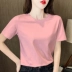 Mã giảm giá theo mùa giá đặc biệt 9,9 giải phóng mặt bằng của phụ nữ Hàn Quốc áo thun ngắn tay của phụ nữ màu sắc hoang dã mỏng từ dưới lên trên - Áo phông