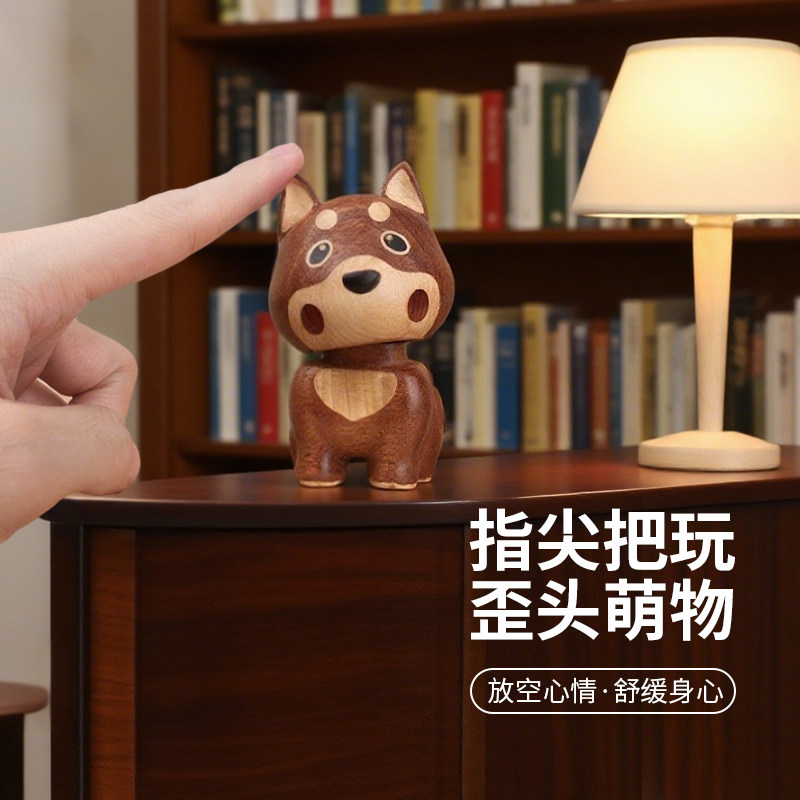 摇头狗实木质桌摆创意桌面装饰生日礼物可爱书桌玩偶车载动态摆件,淘宝优惠券,粉丝福利购,淘宝优惠卷