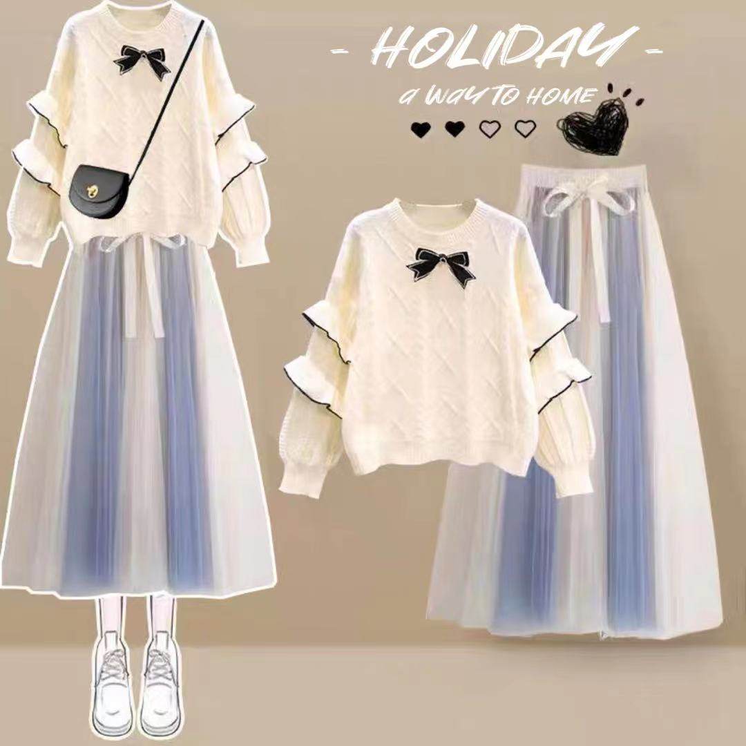 女童冬季穿搭一整套高级感超好看韩系毛衣中大童巨好看冬装裙子潮,淘宝优惠券,粉丝福利购,淘宝优惠卷