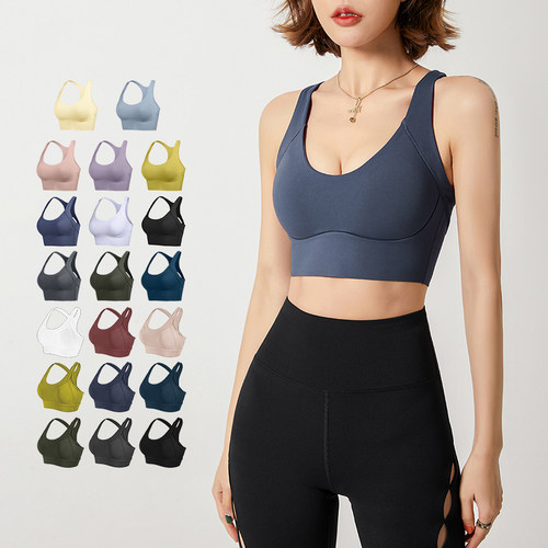 立体罩杯高强度防震聚拢健身运动内衣美背跑步背心式瑜伽文胸bra - 图1