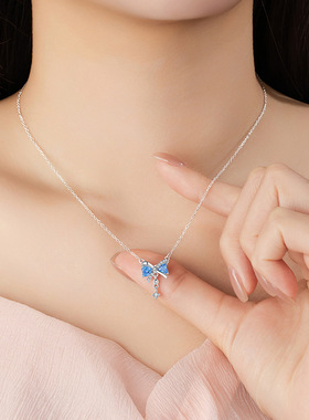 蝴蝶结纯银925项链女小众设计