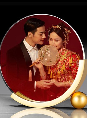 情人节水晶照片定制婚纱照宝贝成长记录公司团建高档金属相框摆台