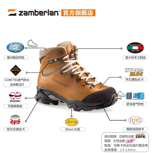Zamberlan赞贝拉 户外GTX防水透气防滑徒步爬山登山鞋靴女款 1996 - 图1