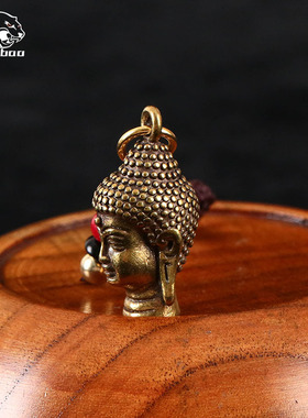 黄铜如来佛头钥匙链吊坠批发