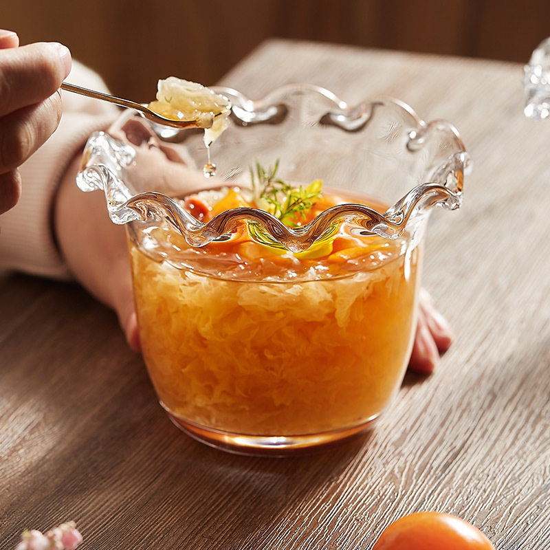 玻璃花边碗甜品碗水果沙拉雪糕燕麦酸奶碗高颜值意境菜餐具糖水碗,淘宝优惠券,粉丝福利购,淘宝优惠卷