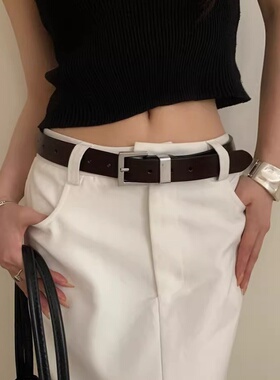 简约韩版牛皮腰带女配裙子牛仔裤装饰时尚显瘦高级感ins百搭皮带