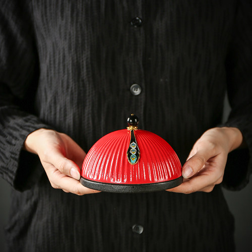 宇轩 茶宠摆件官帽烟灰缸家用办公茶具配件中式茶艺创意防风带盖 - 图2