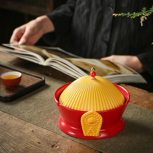 宇轩 茶宠摆件官帽烟灰缸家用办公茶具配件中式茶艺创意防风带盖 - 图3