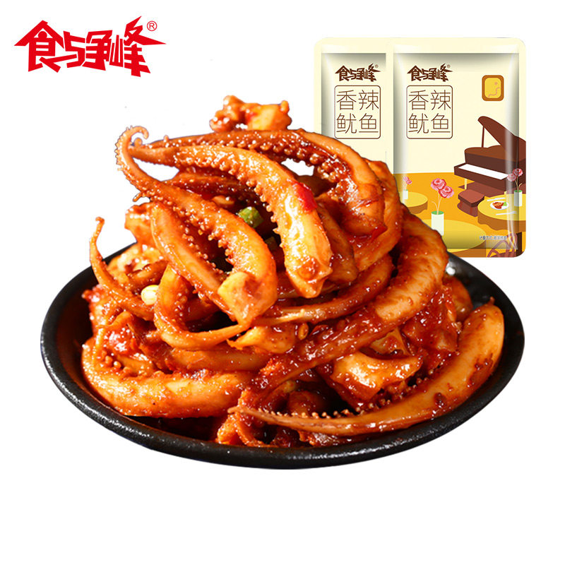 香辣鱿鱼即食小吃散装丝片仔小海鲜 食与争峰即食鱿鱼零食