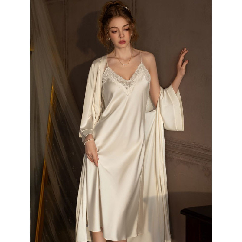 加长款性感睡衣女春秋蕾丝冰丝吊带睡裙纯欲两件套家居服2025新款,淘宝优惠券,粉丝福利购,淘宝优惠卷