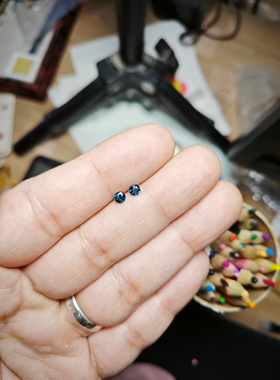 18k白金天然山东蓝宝石耳钉简单百搭款3A级品质3.5mm精选