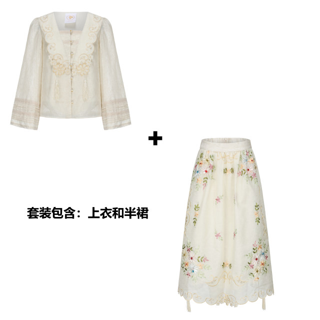 Face art hand embroidery suit French forest style ສາວ