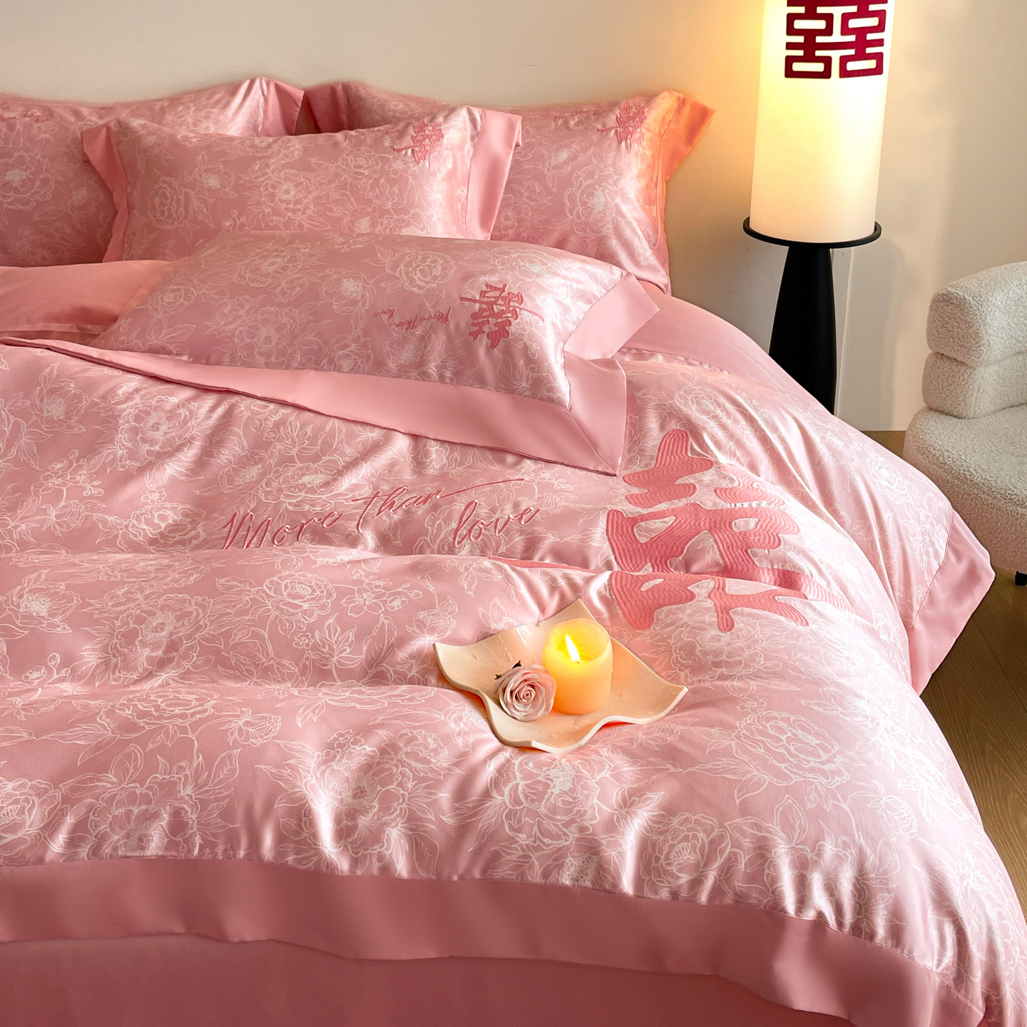 中式120支长绒棉红色结婚全棉刺绣喜被套四件套纯棉床单婚嫁床品4,淘宝优惠券,粉丝福利购,淘宝优惠卷