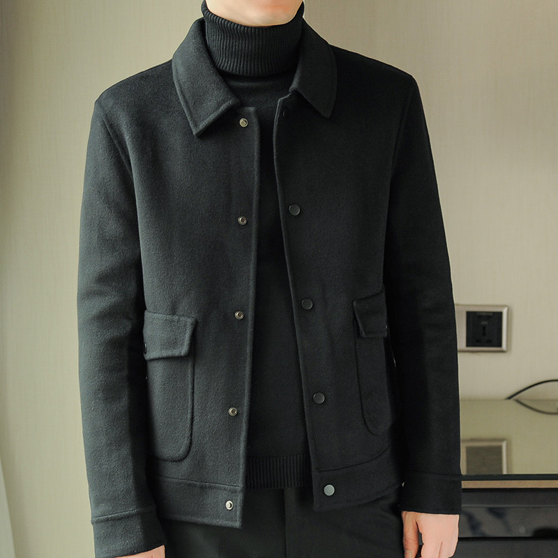 毛呢大衣短款韩版羊毛妮子男士夹克 雷蓝波毛呢大衣