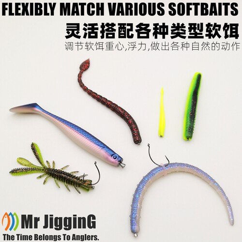 出口钨钢插铅路亚面条虫neko钓组黑坑倒钓无铅软饵鲈鳜鱼插针配件 - 图2