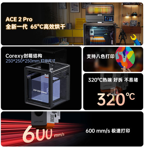 【国家补贴15%】纵维立方Kobra多色3D立体打印机S1C大尺寸全自动调平FDM高速桌面级三d打印机儿童模型ACE2Pro - 图3