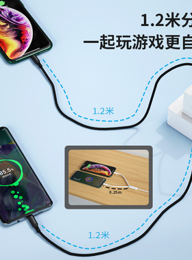 一分二车载快充数据线1.2米