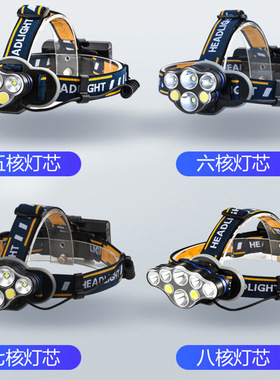 强光充电COB头灯T6户外泛光灯