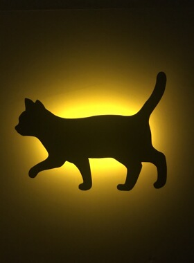 LED声控剪影猫咪投影灯