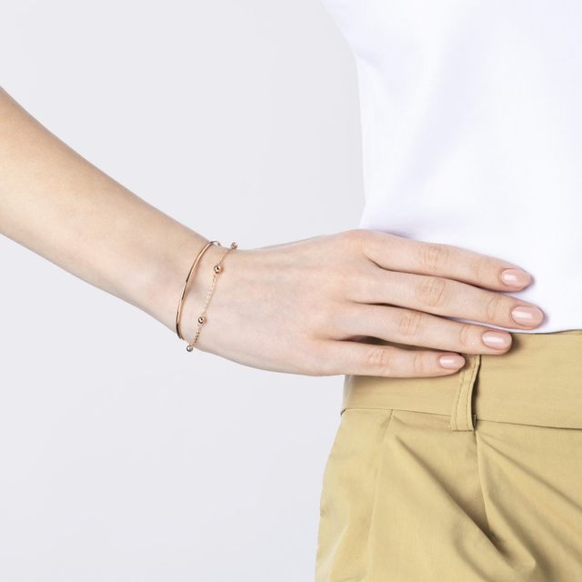 Chow Sang Sang 18K red gold bead chain bracelet