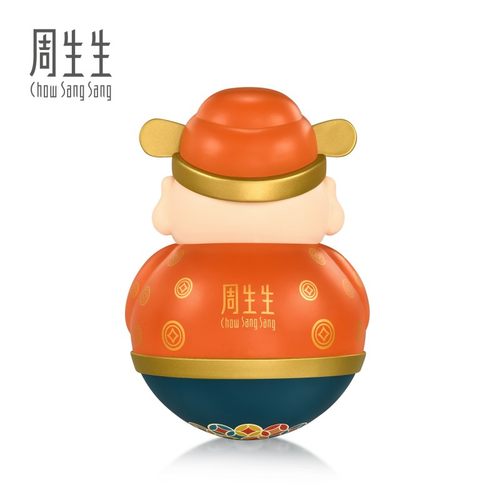 周生生Au999.9黄金生生有礼财神不倒翁摆件95634O定价 - 图1