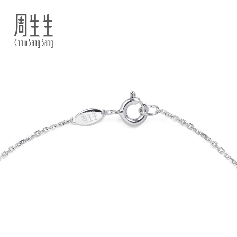 周生生珠宝18K白色黄金钻石排钻项链首饰套链87222U - 图3