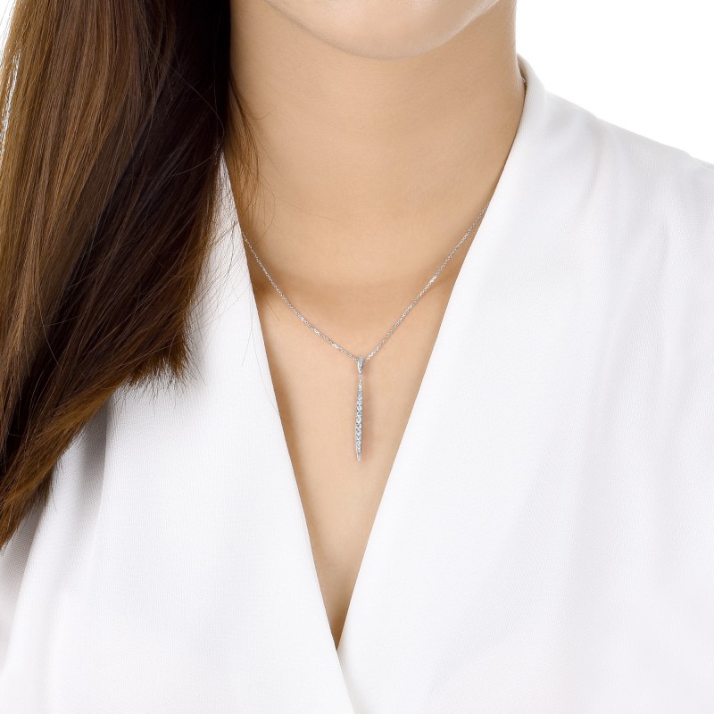 周生生珠宝18K白色黄金钻石排钻项链首饰套链87222U - 图0