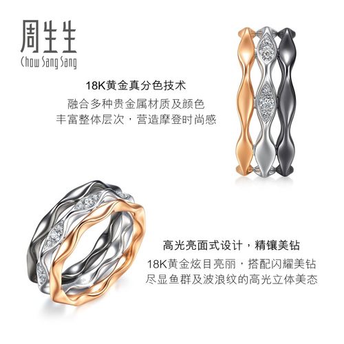 周生生珠宝18K三色黄金YuYu系列钻石戒指95197R预订 - 图2