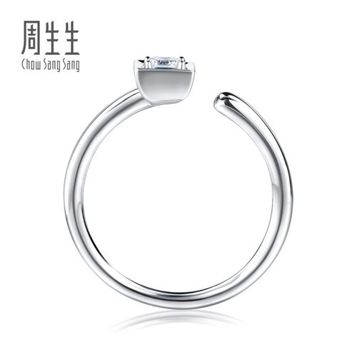 周生生小方糖18K白色黄金钻石戒指90802R - 图3