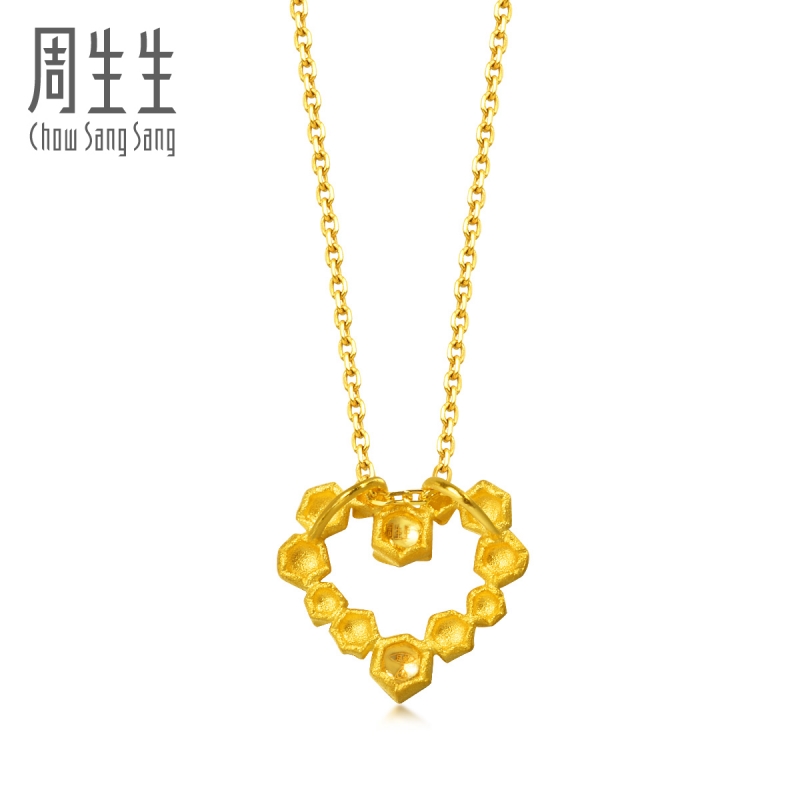 周生生黄金足金玫瑰心形吊坠 计价 82296P 周生生黄金足金玫瑰心形吊坠 计价 82296P