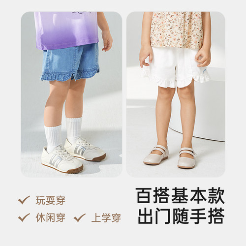 英氏儿童牛仔裤夏季薄款女宝宝休闲透气宽松短裤女童裤子 - 图2