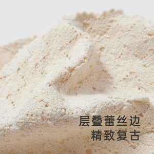 【商场同款】英氏儿童帽子复古蕾丝边女宝圆帽2024夏季遮阳渔夫帽