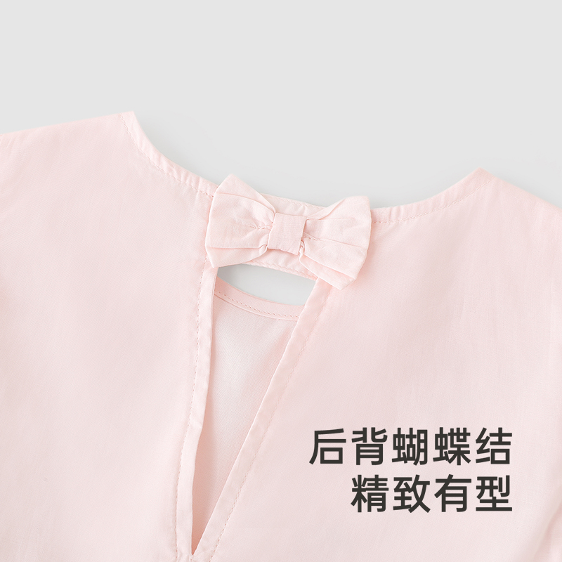 【商场同款】英氏女童连衣裙夏季短袖国风纯棉2025新款女宝宝裙子 - 图2