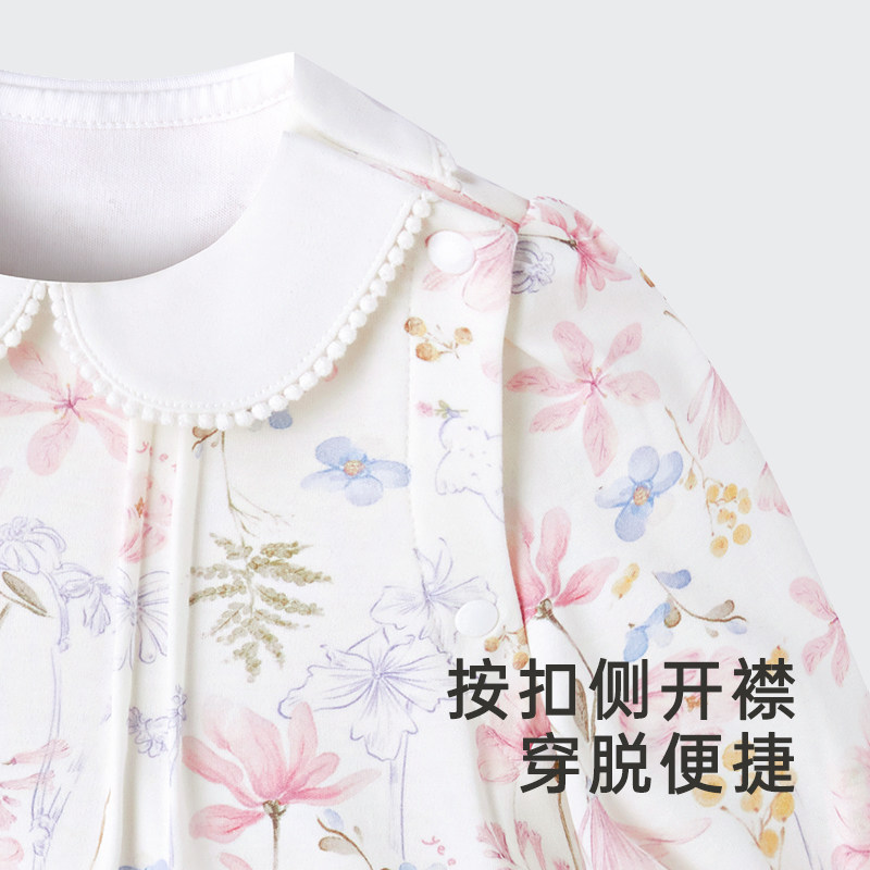 英氏宝宝纯棉连体衣春季碎花2025新款春秋娃娃领哈衣爬服婴儿衣服,淘宝优惠券,粉丝福利购,淘宝优惠卷