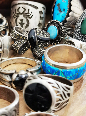 中古vintage男925银复古戒指