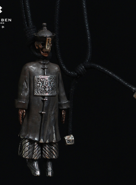 白木黑冰个性朋克僵尸吊坠925银男女做旧配饰车挂件原创手工制作