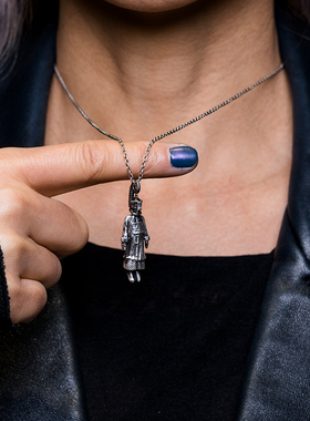 白木黑冰原创手工小僵尸骷髅银饰