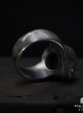 原创暗黑手工银饰朋克指环
