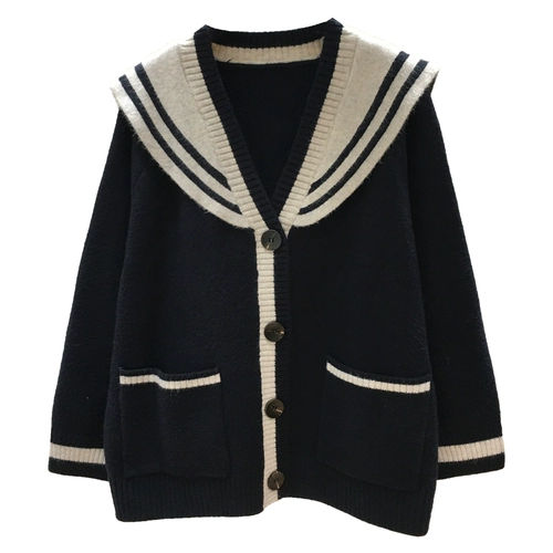 Шерстяной осенний военно-морской мультяшный лонгслив, свитер, кардиган