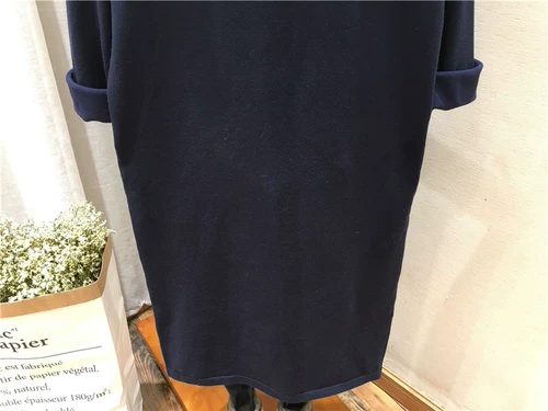 Военно-морской сверхдлинный длинный свитер, платье, длина макси, в западном стиле