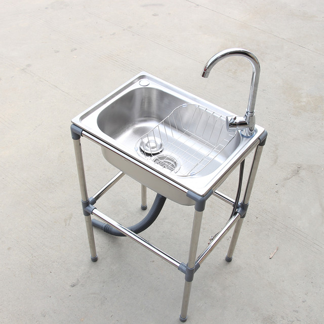 Stainless steel dishwashing hand wash basin sink with bracket