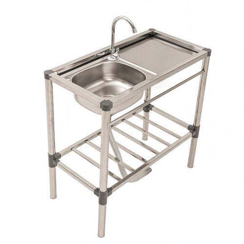 厨房不锈钢水槽带操作台平台洗菜水池洗手盆家用一体台面单槽双槽 - 图3