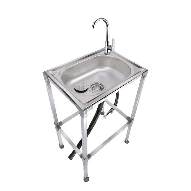 Kitchen stainless steel vegetable sink single sink sink with stand balcony wash basin with shelf sink single basin set