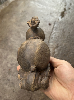 沉香木雕刻葫芦摆件风水招财