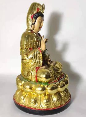 观音菩萨树脂坐莲观音坐像家用供奉客厅佛像摆件家居神像已装藏